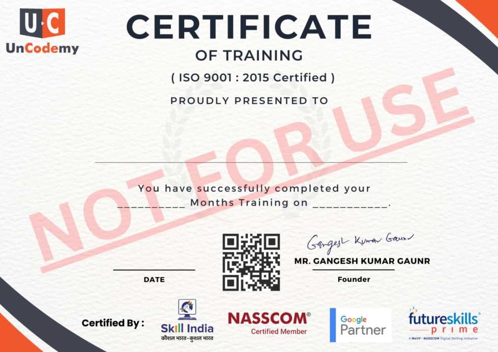 Course completion certificate - Data Analytics training 